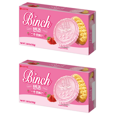 LOTTE 樂天 BINCH 草莓餅乾 2盒入, 韓國進口, 酥脆餅乾, 草莓風味, 2盒, 102g