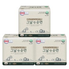 예지미인 그날엔 유기농 중형 생리대 날개형, 16개입, 3팩