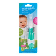 brush-baby 嬰幼兒聲波電動牙刷, 0-3歲, 2分鐘閃光計時器, 粉綠色, 1支
