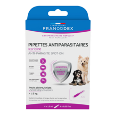FRANCODEX 法典 小型犬用護盾全效防蚊驅蟲滴劑, 小於15kg的幼犬/小狗適用，4 滴管, 6ml, 1盒
