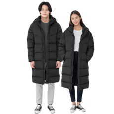 CARET 男女適穿長版鴨絨外套, S, 黑色