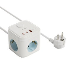 무아스 마카롱 USB 고용량 큐브 멀티탭 3구, 1.5m, 1개, 스카이블루