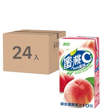 黑松 果汁C系列 蜜桃 (24入) 含維生素C 還原果汁10%, 300ml