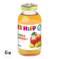 HiPP 喜寶 生機綜合蘋果葡萄汁, 100%生機水果，無額外添加糖，無人工色素，無香料, 200ml, 6瓶