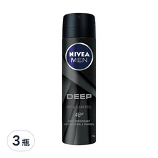 NIVEA 妮維雅 男士止汗爽身噴霧 深極炭系列 清新魅力, 150ml, 3瓶
