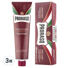 PRORASO 刮鬍膏 紅標 滋潤檀香 150ml, 3條