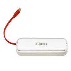 PHILIPS 飛利浦 AC自帶Type-C線行動電源 22.5W, DLP5201CW/96, 白色