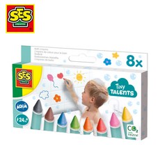 荷蘭SES Tiny Talents 浴室繪畫蠟筆，8色，24個月以上適用, 1盒