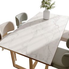 西格傢飾 侘寂風Q彈矽膠皮革桌墊，60x120cm/80x140cm, 140 x 80cm, 白色雲紋, 1個