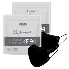 탐사 KF94 데일리 마스크 지퍼백, 25매입, 2개, 블랙