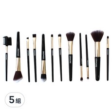 ERMORE 化妝刷具12件組 Set, 附高級防塵刷具筒, 人造纖維毛製成，提高抓粉力增加顯色度, 5組