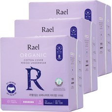 Rael 유기농 순면커버 입는 오버나이트, 중형, 8개입, 3개