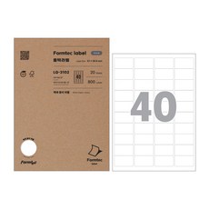 폼텍 바코드용 라벨 LQ-3102, 40칸, 20개
