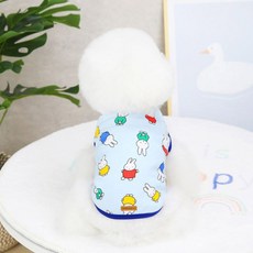 DING DONG PET 犬用兔子印花無袖連身衣, 藍色