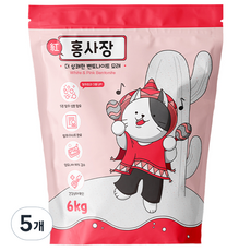  홍사장 무향 벤토나이트 고양이 모래, 5개, 6kg 