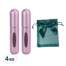 ajj 휴대용 향수 공병 5ml x 2p + 파우치 세트, 4세트, 07 매트 핑크