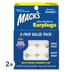 Macks 필로우소프트 수면 귀마개 흰색, 2개, 6쌍