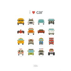 베이비페이퍼 I love car coating 포스터, 혼합색상