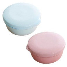 리버그린 파스텔 휴대용 비누케이스 원형 핑크 + 블루, 1세트