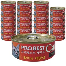 프로베스트 캣푸드 간식캔, 참치 + 게맛살 혼합맛, 24개입