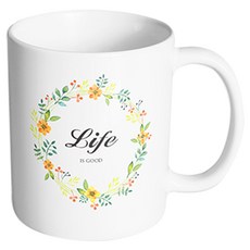 핸드팩토리 라운드플라워 인생은좋다 머그컵, 내부 화이트, 1개