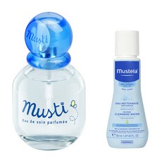 무스텔라 무스티 무알콜 베이비 향수 50ml + 노-린스 클렌징 워터 50ml 세트, 1세트, 향수 + 클렌징 워터