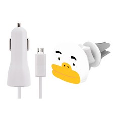 카카오프렌즈 마그네틱 차량용 거치대 튜브 + For LG 모바일 5핀 차량용 충전기 2.4A 일체형 화이트 세트, 1세트