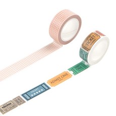 라이프포인트 라이프스타일 디자인마스킹테이프 세트 15 mm x 7 m, 02격자, 14티켓, 1세트