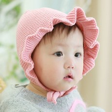 무슈 여아용 프릴 니트 보넷
