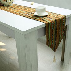 아리코 25 kitchen 유럽풍 테이블 러너 에스닉 스타일, 줄무늬 옐로우, 4인(30 x 180 cm)