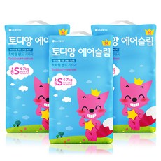 토디앙 핑크퐁 에어슬림 밴드형 기저귀 공용 소형 2단계(4~7kg), 소형(S), 156매
