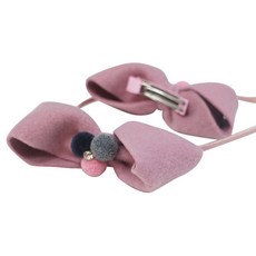 프라임 리본 모직 비틀기 리본 머리띠 팥핑크 + 모직 비틀기 리본 집게핀 팥핑크