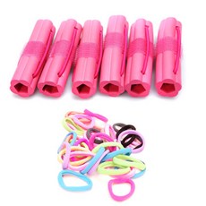 루머스 롯트형 벨크로 그루프 헤어롤 HU027 6p + 무매듭 슈슈 컬러믹스 머리끈 HU122 소 50p 랜덤 발송, 혼합 색상, 1세트