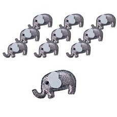 티나피크닉 귀여운 반짝이 코끼리 부자재 와펜, 블랙, 10개입