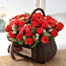 HAPPY WORLD 繡球肥皂花, 紅玫瑰混合