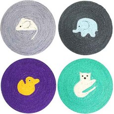  나야펫 캐릭터 원형 고양이 스크레쳐 4p 세트, 퍼플, 민트, 그레이, 블랙, 1세트 