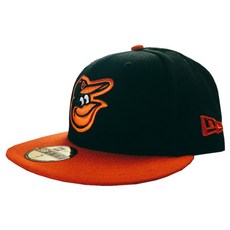 뉴에라 59FIFTY 볼티모어 오리올스 MLB 야구 스냅백 모자, 블랙 + 오렌지