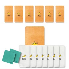 송월타월 큐티데일리 요일수건 화요일 주황 7p + 목요일 흰색 7p + 독일행주 2p 랜덤 발송, 혼합 색상, 1세트