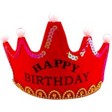 Partybok 皇冠造型慶生帽, Happy Birthday Red, 1入
