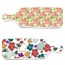 로엠디자인 floral 목련 혼합보드 서빙 도마 2p 세트, floral 목련 혼합보드, 분홍장미넝쿨보드, 1세트