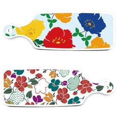 로엠디자인 floral 목련 혼합보드 서빙 도마 2p 세트, floral 목련 혼합보드, 국화블루옥색보드, 1세트