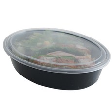 티나피크닉 블랙 일회용 도시락통 타원형 1칸, 1개, 10개