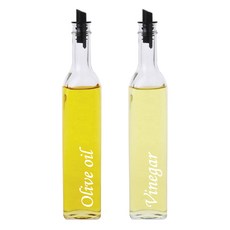 병도매닷컴 레터링인쇄 유리 오일 & 소스병 올리브유 + 식초, 500ml, 2개입