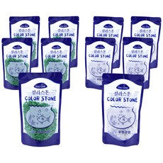 유원 칼라스톤 수조장식 초록 200g x 5p + 하양 200g x 5p, 혼합 색상, 1세트