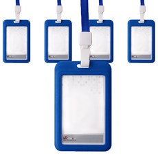 빅드림 세로형 밀키 ID사원증 카드홀더 명찰세트 VIC-6634, 명찰(블루), 끈(코발트블루), 5세트