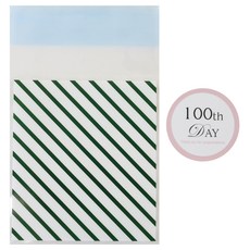 황씨네도시락 접착 스트라이프 봉투 그린 100p + 백일 스티커 파스텔 핑크 100p, 1세트