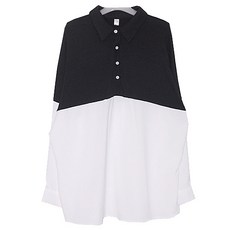 이얀 임산부 쉬폰투톤 카라셔츠 티셔츠