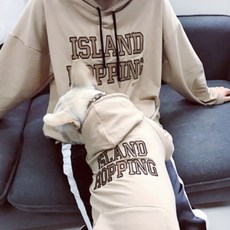 Noland S&H ISLAND HOPPING 후드 견주 반려견 커플 옷, 베이지