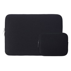 아리코 맥북 노트북 파스텔 파우치 & 보조파우치, 블랙, 15.6in