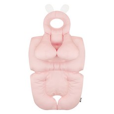 보니숑 짱구베개 + 목베개 일체형 사계절 유모차라이너, 솔리드핑크